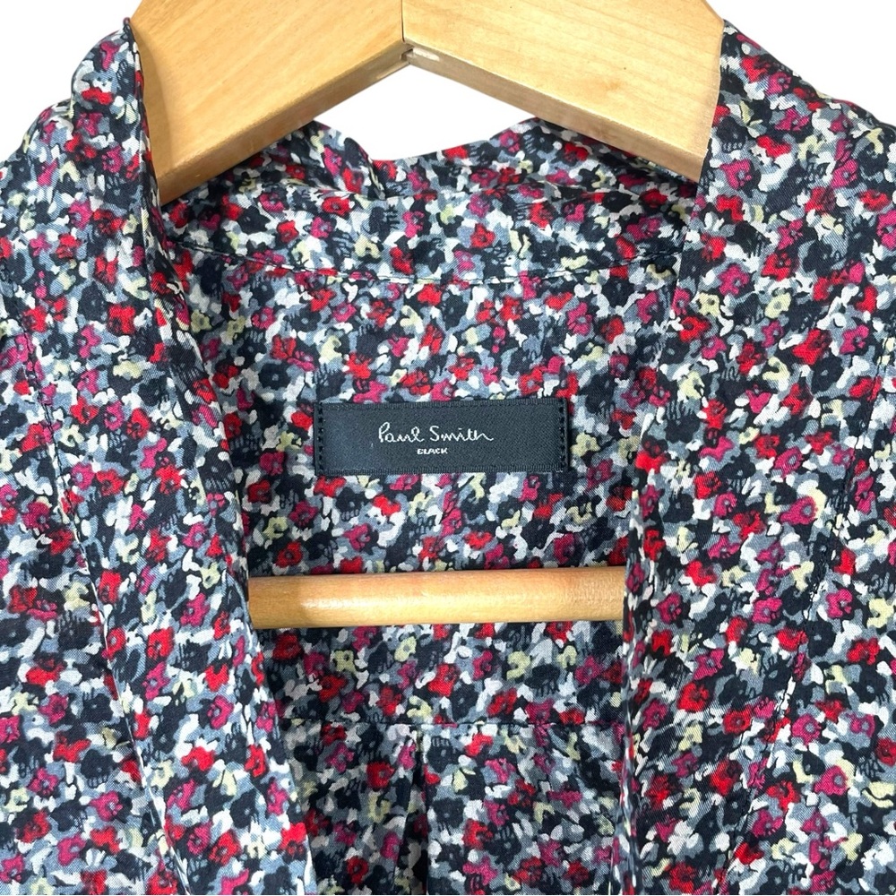 Paul Smith Women Blouse Black Floral Tunic Top 100% silk Bow Tie Size 40 EUC - Picture 5 of 12